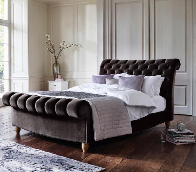 Cosy bedroom – velvet bed frame